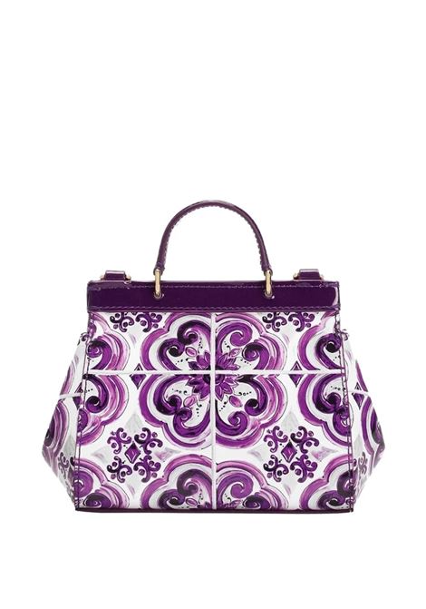 Borsa a Mano Sicily Con Stampa Maiolica Viola DOLCE & GABBANA KIDS | EB0003-AQ975I03TN